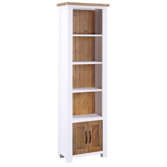 Savona Wooden Open Bookcase Narrow With 2 Doors In White_3