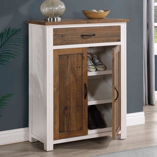 Savona Wooden Shoe Storage Cabinet With Drawer In White_2