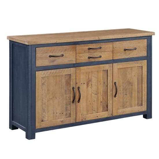 Savona Wooden Sideboard With 3 Doors 4 Drawers In Blue_2