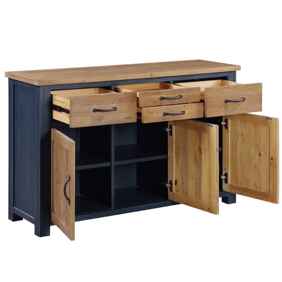 Savona Wooden Sideboard With 3 Doors 4 Drawers In Blue_3