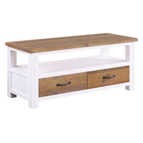 Savona Wooden TV Stand With 2 Drawers In Oak And White_3