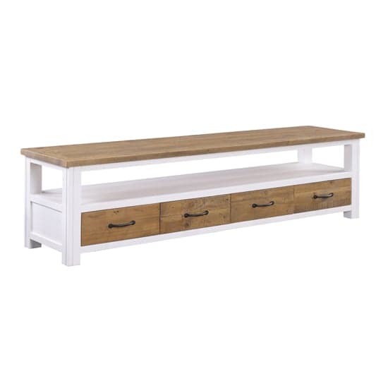 Savona Wooden TV Stand Wide With 4 Drawers In Oak And White_2