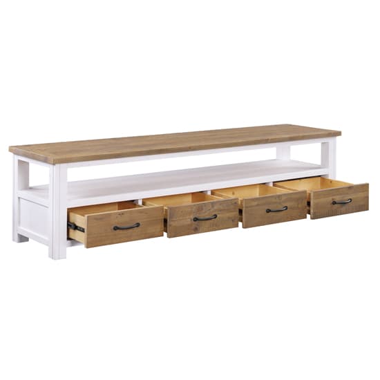 Savona Wooden TV Stand Wide With 4 Drawers In Oak And White_3