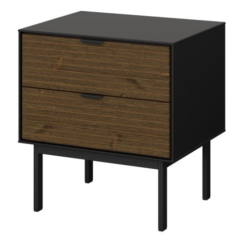 Savva Bedside Cabinet With 2 Drawers In Black And Espresso_3