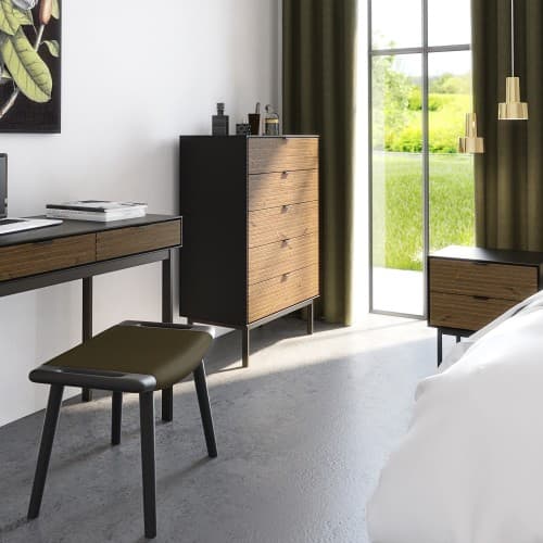 Savva Bedside Cabinet With 2 Drawers In Black And Espresso_4
