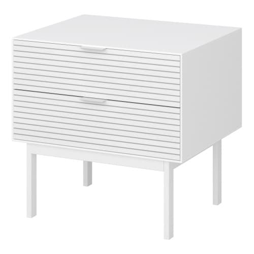Savva Bedside Cabinet With 2 Drawers In Pure White And White_3