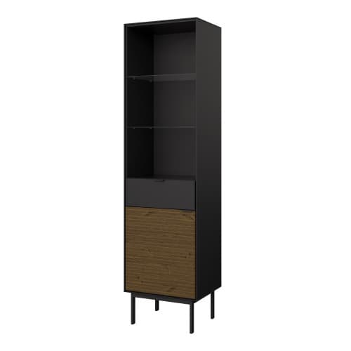 Savva Display Cabinet 1 Door 1 Drawer In Black And Espresso_3