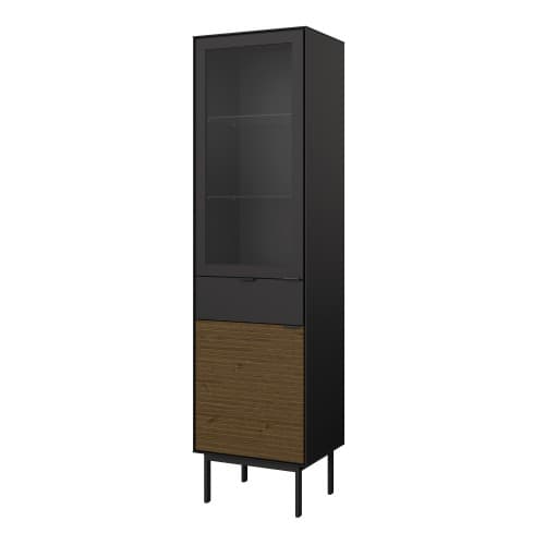 Savva Display Cabinet 2 Doors 1 Drawer In Black And Espresso_3
