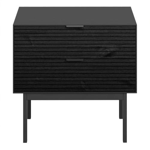 Savva Wooden Bedside Cabinet With 2 Drawers In Granulated Black_2