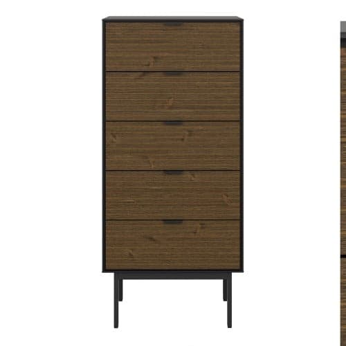 Savva Wooden Chest Of 5 Drawers Narrow In Black And Espresso_2