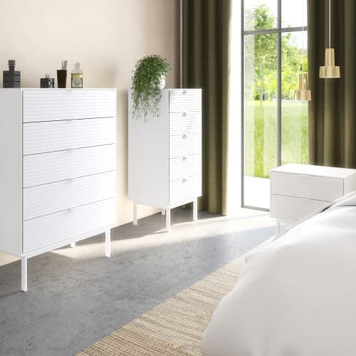Savva Wooden Chest Of 5 Drawers Narrow In Pure White_4