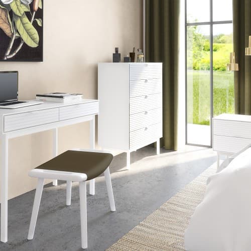 Savva Wooden Chest Of 5 Drawers In Pure White And Brushed White_5