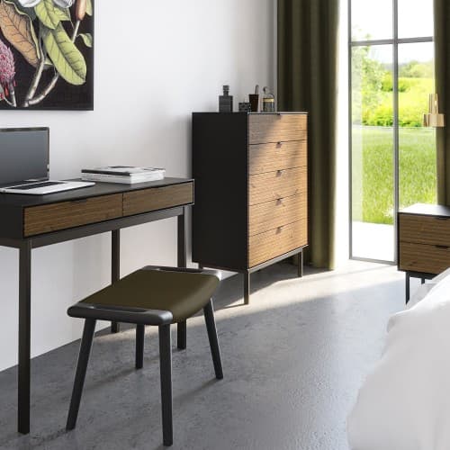 Savva Wooden Laptop Desk With 2 Drawers In Black And Espresso_4