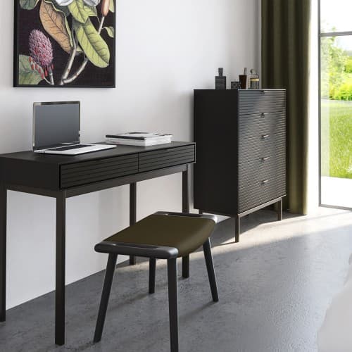 Savva Wooden Laptop Desk With 2 Drawers In Granulated Black_3