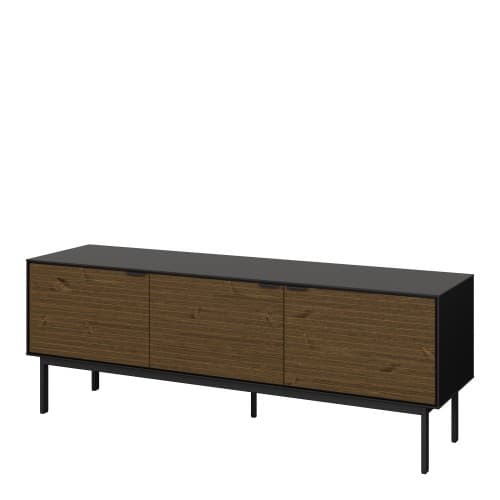 Savva Wooden TV Stand With 3 Doors In Black And Espresso_3