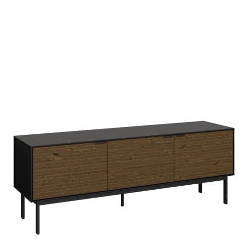 Savva Wooden TV Stand With 3 Doors In Black And Espresso_1