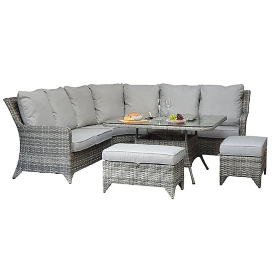 Savvy Corner Weave Dining Sofa Set With Ice Bucket In Grey_1