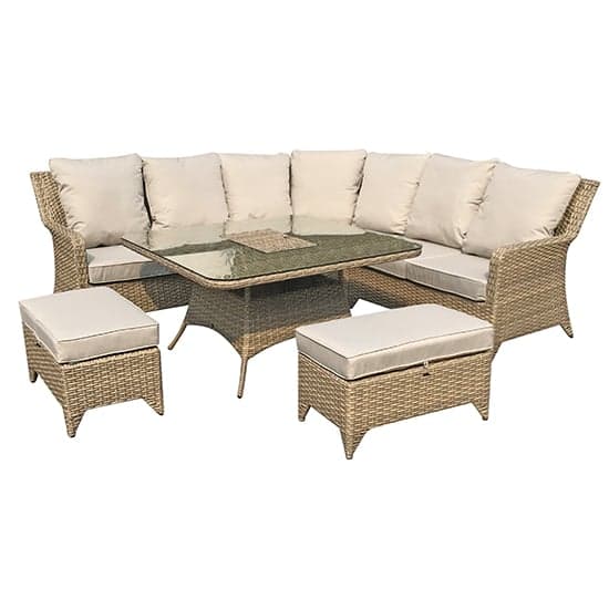 Savvy Corner Weave Dining Sofa Set With Ice Bucket In Natural_1