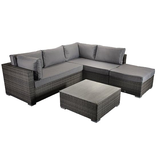 Saxen Corner Weave Lounge Set Sofa With Coffee Table In Grey_2
