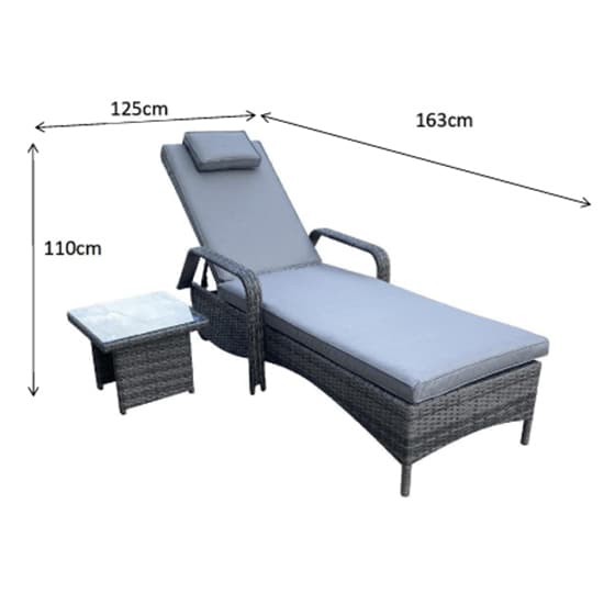 Saxen Weave Sunlounger With Drinks Table In Grey_6