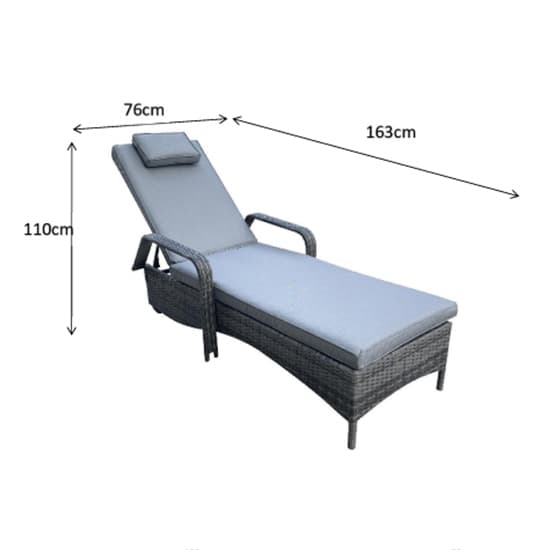 Saxen Weave Sunlounger With Drinks Table In Grey_7