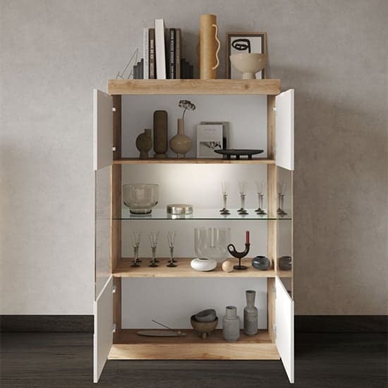 Saya High Gloss Display Cabinet With 2 Doors In White And Cadiz_2