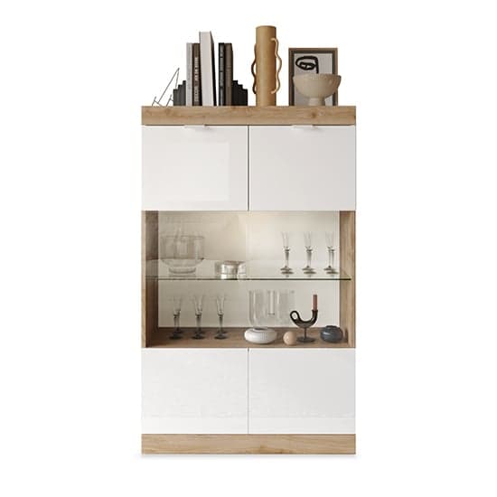 Saya High Gloss Display Cabinet With 2 Doors In White And Cadiz_3