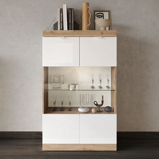 Saya High Gloss Display Cabinet With 2 Doors In White And Cadiz_1
