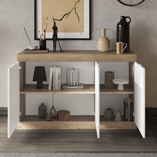 Saya High Gloss Sideboard With 3 Doors In White And Cadiz_2
