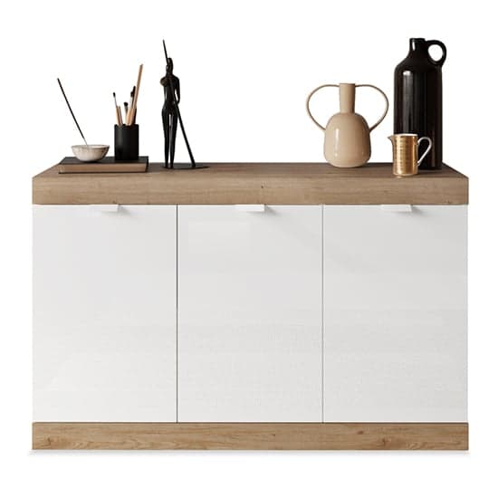 Saya High Gloss Sideboard With 3 Doors In White And Cadiz_3