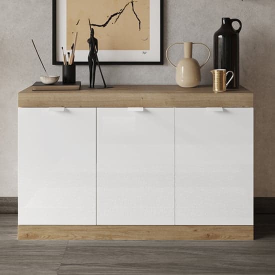 Saya High Gloss Sideboard With 3 Doors In White And Cadiz_1