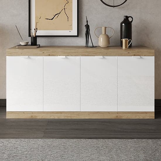 Saya High Gloss Sideboard With 4 Doors In White And Cadiz_1