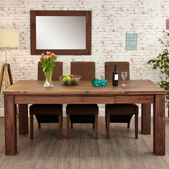 Sayan Wooden Extendable Dining Table In Walnut
