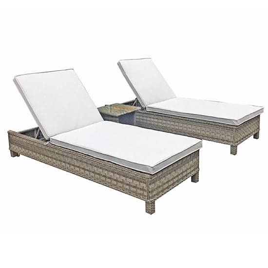Sayer Victoria Weave Pair Of Sun Loungers With Table In Grey_1