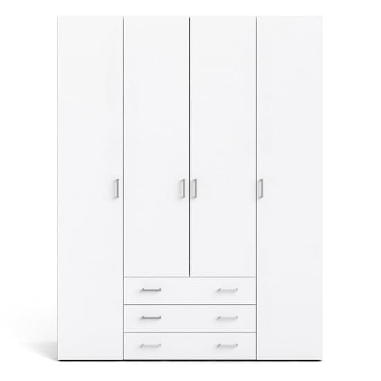 Scalia Wooden Wardrobe With 4 Doors 3 Drawers In White_2