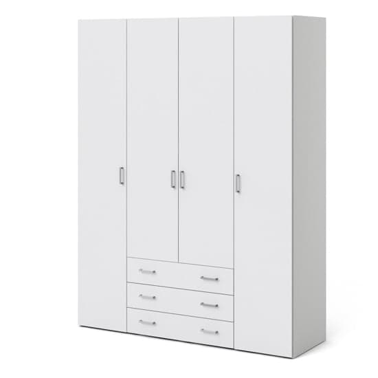 Scalia Wooden Wardrobe With 4 Doors 3 Drawers In White_3