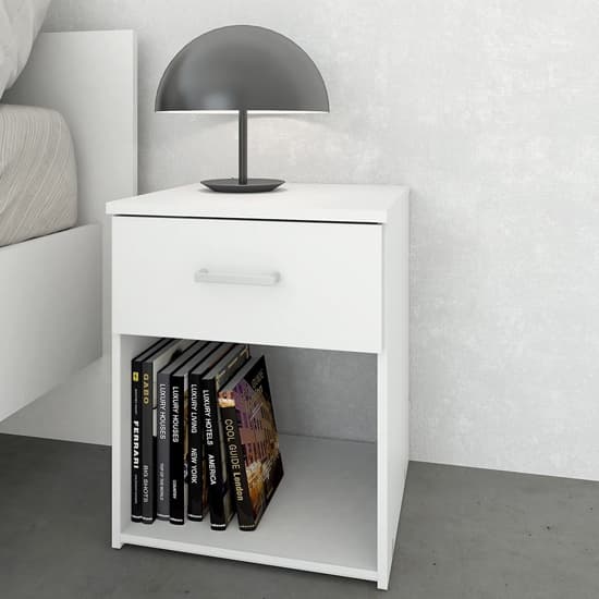 Scalia Wooden Bedside Cabinet In White With 1 Drawer_1