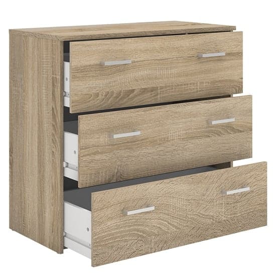 Scalia Wooden Chest Of Drawers In Oak With 3 Drawers_3