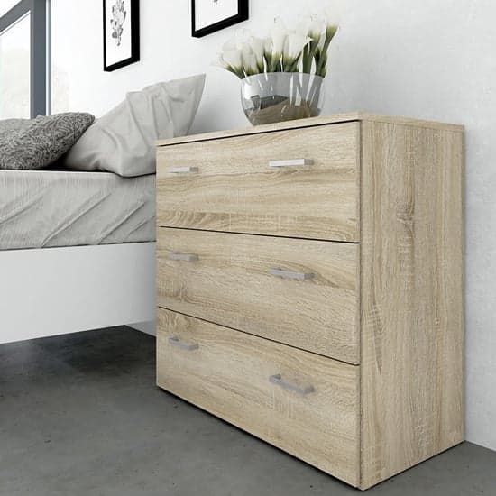 Scalia Wooden Chest Of Drawers In Oak With 3 Drawers_1