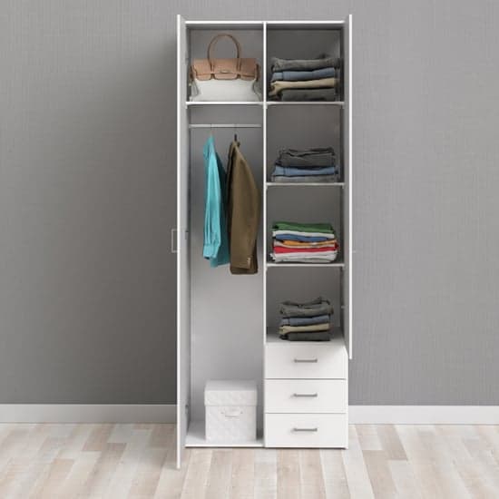 Scalia Wooden Wardrobe In White With 2 Doors 3 Drawers_2