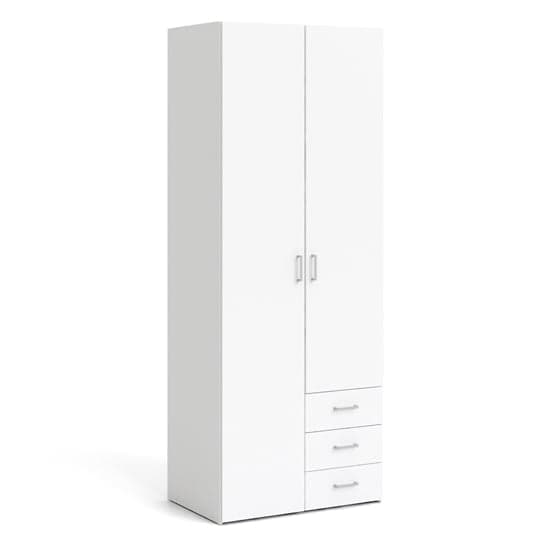 Scalia Wooden Wardrobe In White With 2 Doors 3 Drawers_3