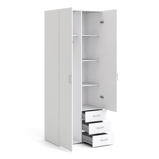 Scalia Wooden Wardrobe In White With 2 Doors 3 Drawers_4