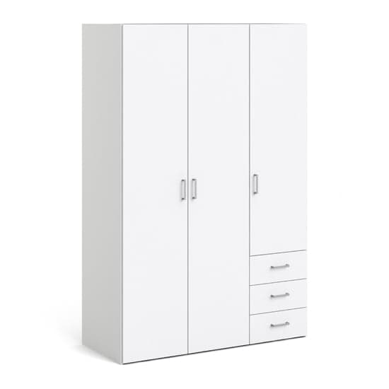 Scalia Wooden Wardrobe In White With 3 Doors And 3 Drawers_3