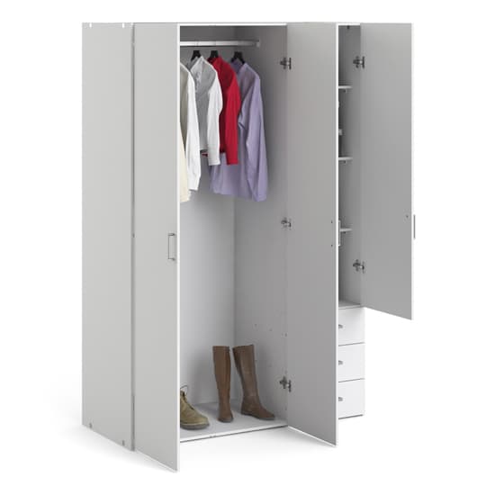 Scalia Wooden Wardrobe In White With 3 Doors And 3 Drawers_4