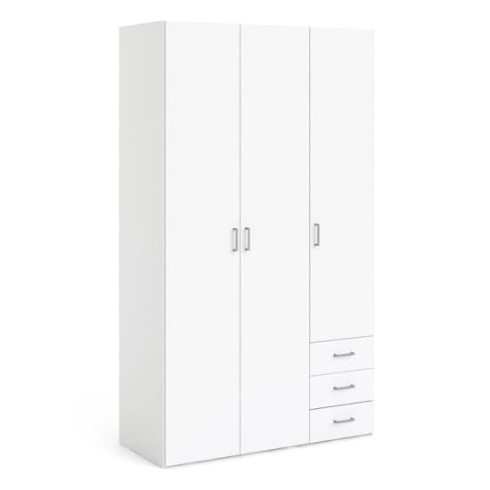Scalia Wooden Wardrobe In White With 3 Doors 3 Drawers_2