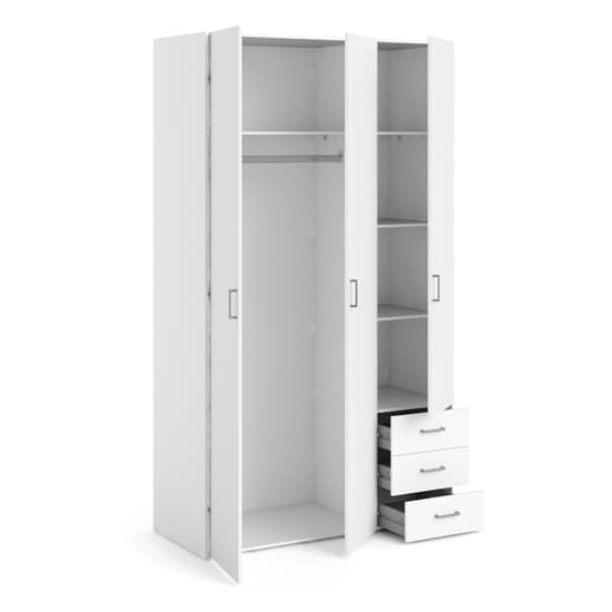 Scalia Wooden Wardrobe In White With 3 Doors 3 Drawers_4