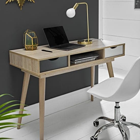 Scandia Wooden Laptop Desk In Oak And Grey_2