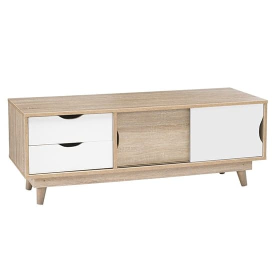 Scandia Wooden TV Stand In Oak And White_2