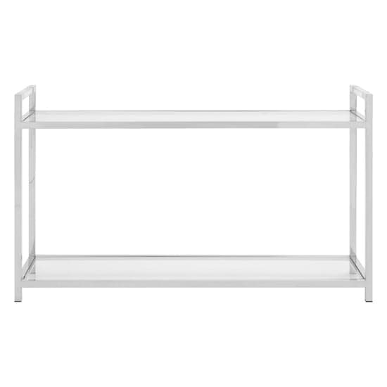 Sceptrum Clear Glass Top Console Table With Silver Steel Base_2