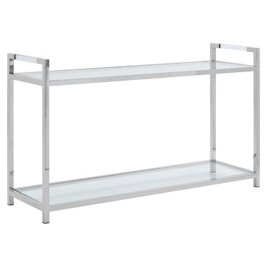 Sceptrum Clear Glass Top Console Table With Silver Steel Base